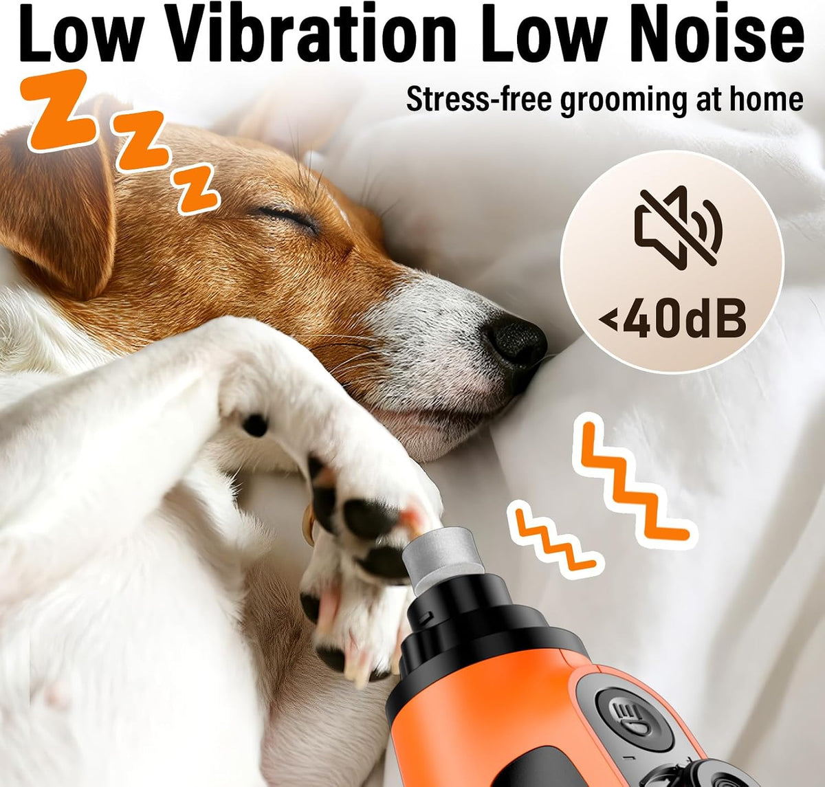 Casfuy Smart 6-Speed Dog Nail Grinder with LED Lights Safe - Orange - image 4