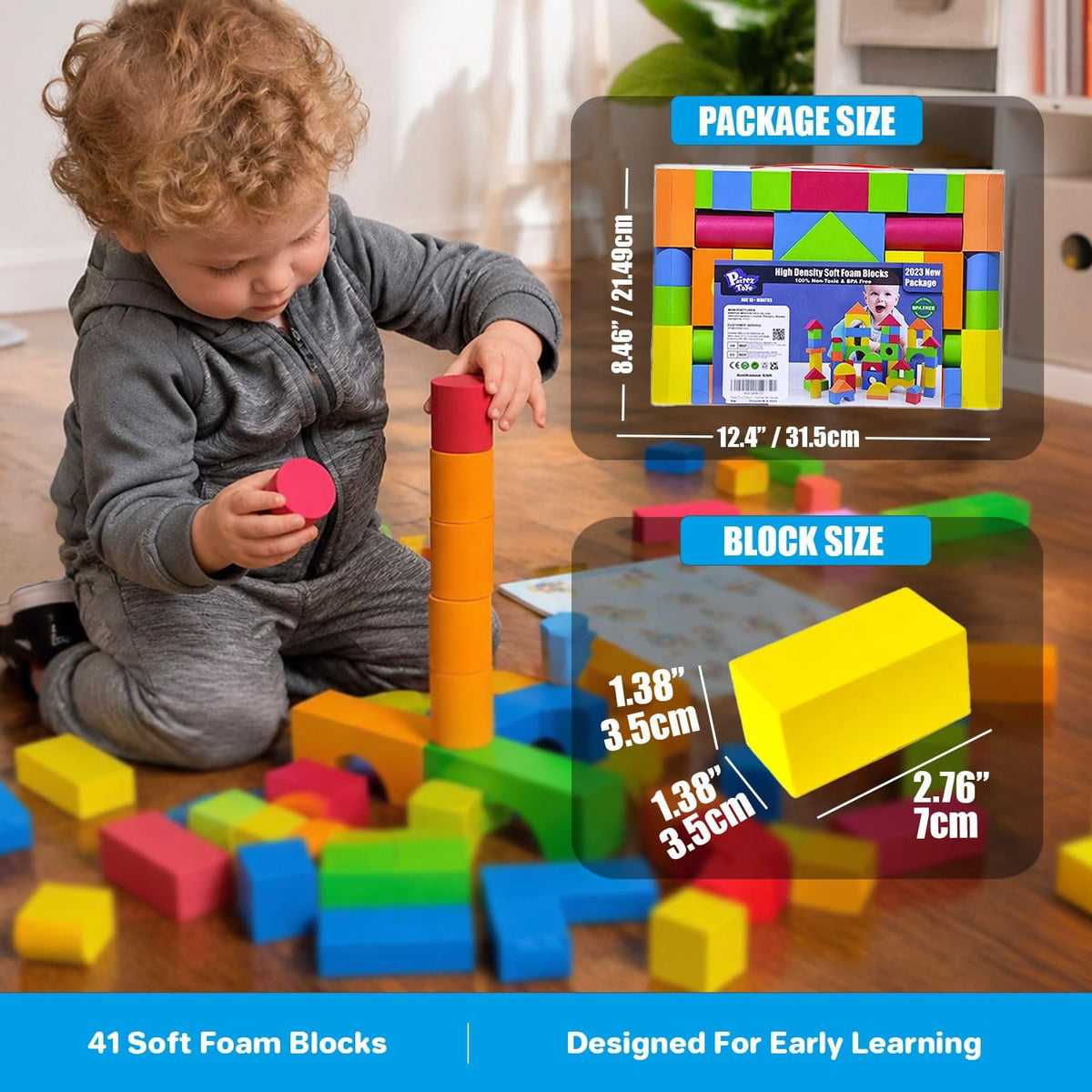 Pairez Toys Foam Building Blocks for Toddlers 2-4 - Multicolor - 41 Pieces - image 3