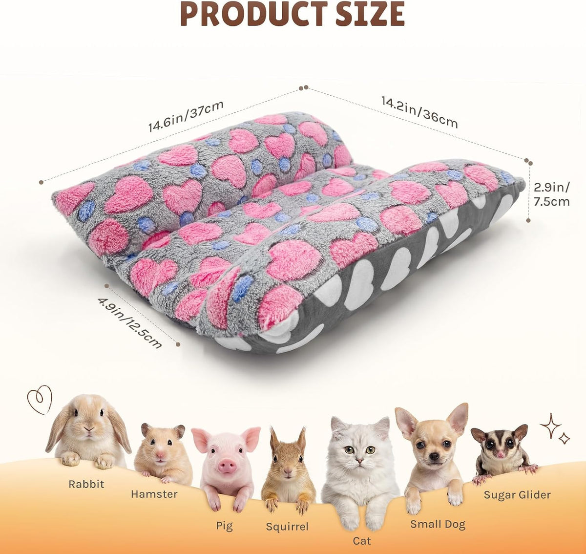 16.5 X 18in Washable Soft Rabbit Bed - Rose red-Star - image 2