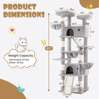 SHA CERLIN 81in Multi-Level Tall Cat Tree Tower for Indoor - Grey - image 2