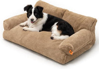 MEWOOFUN Cat Bed for Indoor Cats, Washable Dog Beds for Small Medium Dogs & Cats, Fluffy Cat Couch with Non-Slip Bottom, 26×19×13 Inch (Camel, 33.5" L x 25.6" W x 11.5" Th)