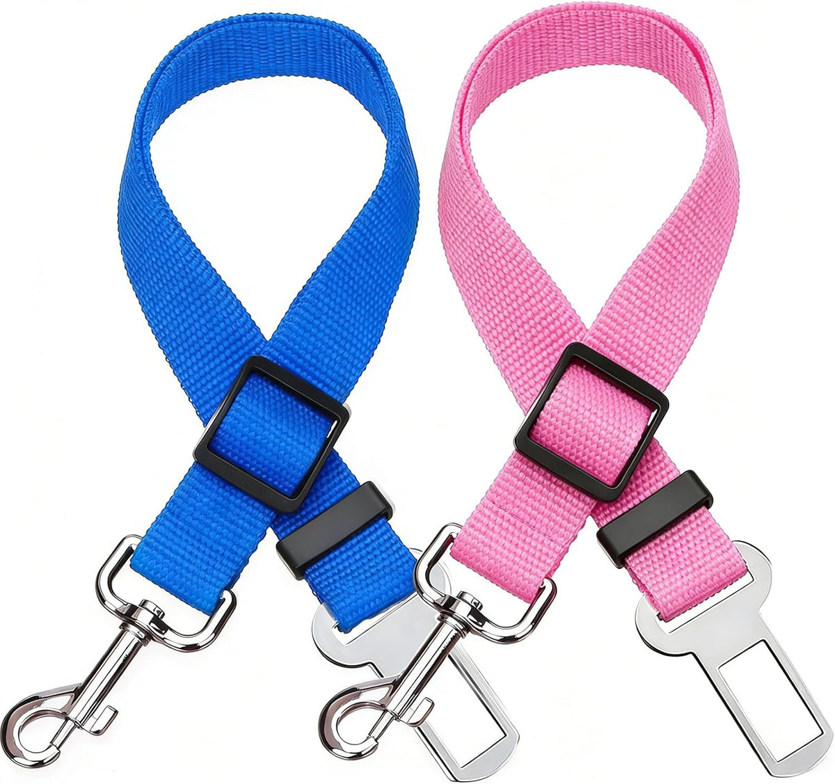 Elisel Elisel 2 Packs Adjustable Length Pet Dog Cat car seat Belt Pet - Blue Pink
