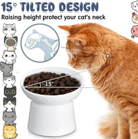 4 Pcs Ceramic Raised Cat Bowls - White - image 3
