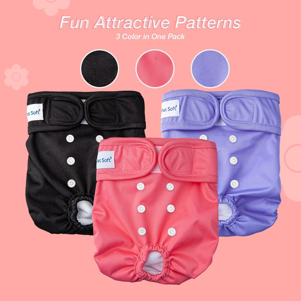 Pet Soft Washable Female Diapers Female Dog Diapers - Sprightly / X-Small:7.5''-10'' - image 3