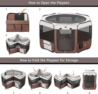 DONORO Dog Playpen 55" Portable Pet Play Pens for Medium Large Dogs, Foldable Exercise Kennel Tent Crate Indoor/Outdoor Travel Camping, Removable Top/Bottom (55"x55"x30"), 8