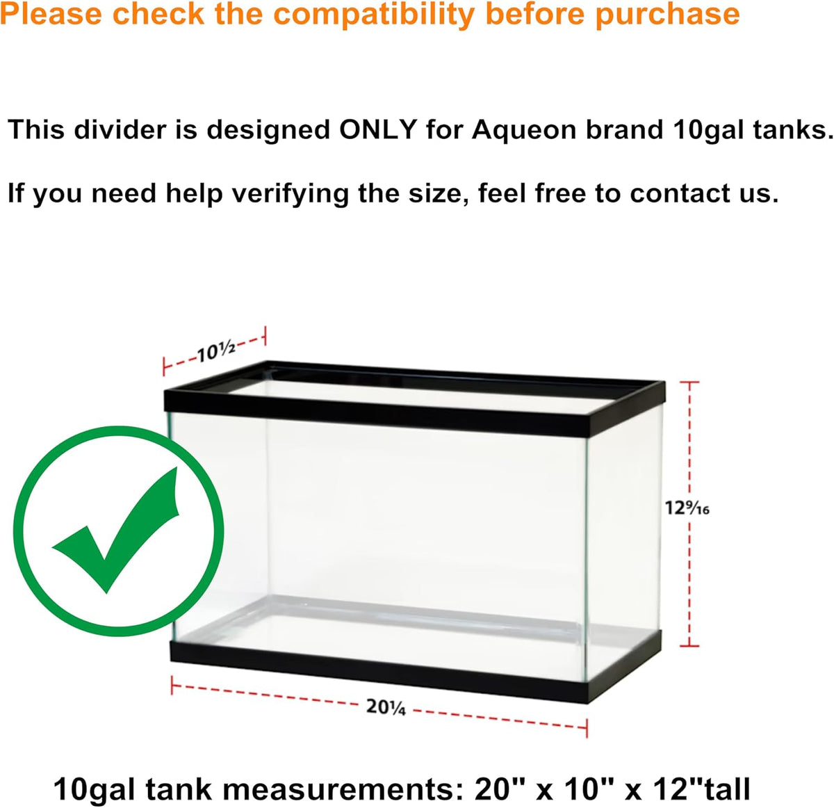 Acrylic Aquarium Divider Kit 5.5/10 / 20L / 20H / 29 / 40B / 55/75 / - 10gal Aqueon - image 2