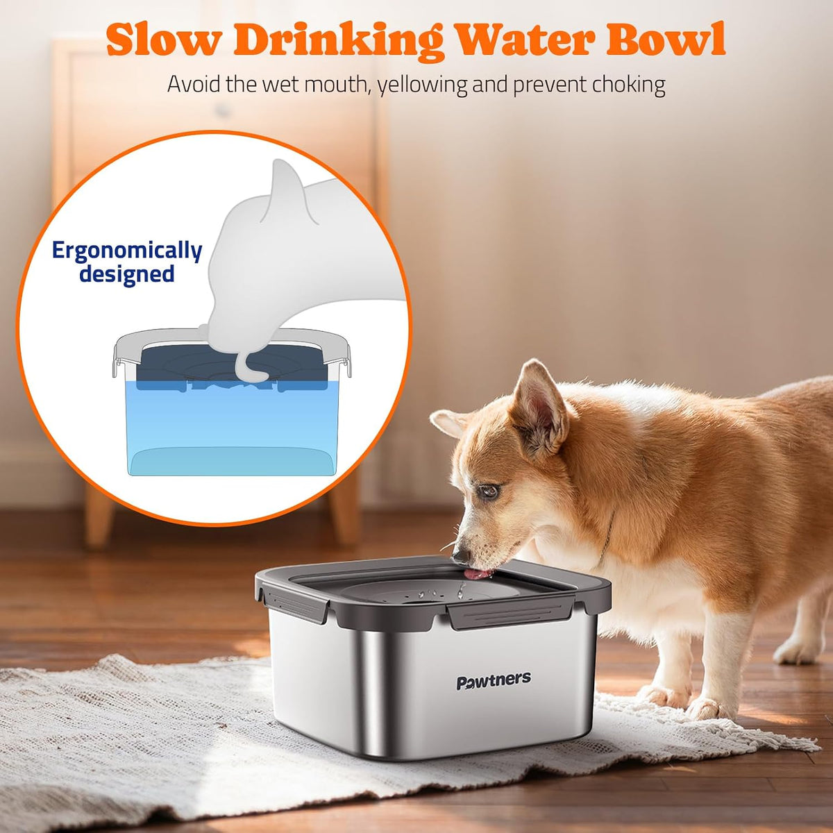 All Stainless Steel Dog Water Bowl No Spill - Grey / 4.5L - image 2