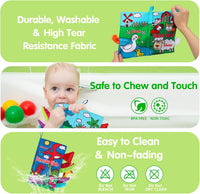 2PCS Baby Books Toys 0-6 Months Infant Tummy Time Sensory Travel Toys – Fun for Kids & Family - Dinosaur & Farm Animals - image 4