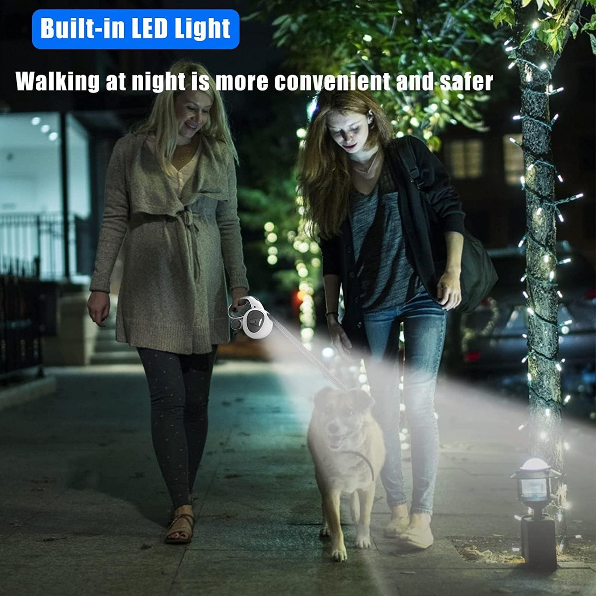 4-in-1 Retractable Dog Leash with LED Light & Dispenser & Poop Bags – Essentials for Dogs - Small - With chew proof cable - image 3