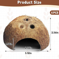PINVNBY 2 PCS Natural Coconut Reptile Hideouts Lizard Coco Hut Hermit - Natural Surface / 6 PCS - image 2