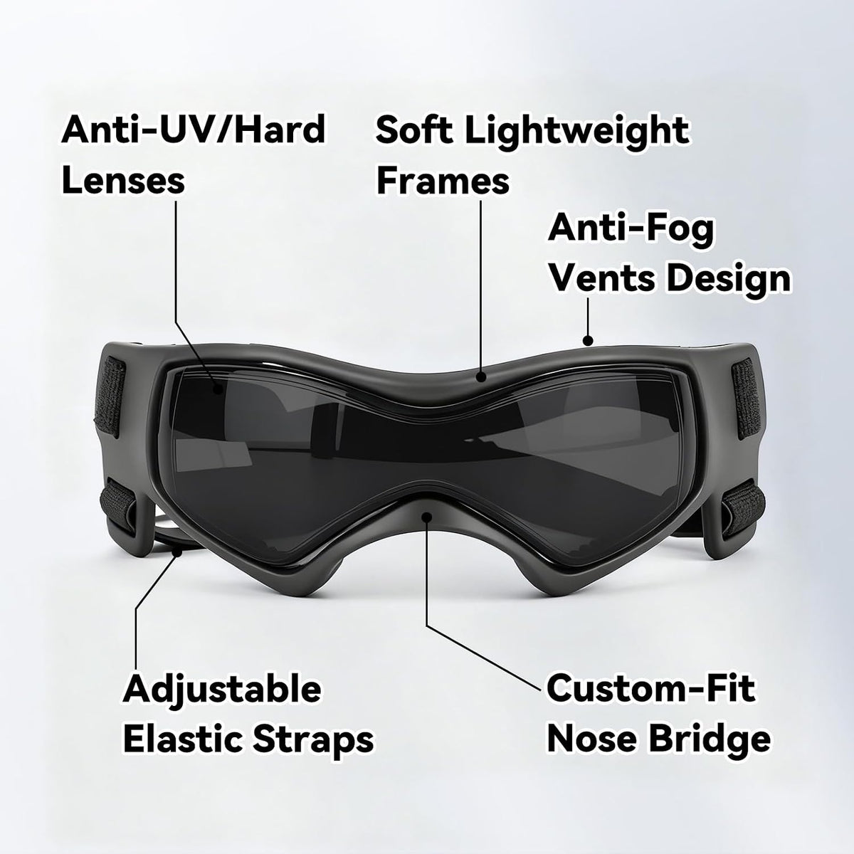 Medium Clear Dog Goggles Eye Protection - Trendy Black / Small - image 3