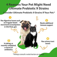 Pet Wellbeing Ultimate Probiotic 9 Strains for Dogs & Cats - Supports The Gut Microbiome and Digestion, Immune System Care, Urinary Tract Health, FOS, 2.5 Billion CFU - 11.29 oz (320 g) Powder