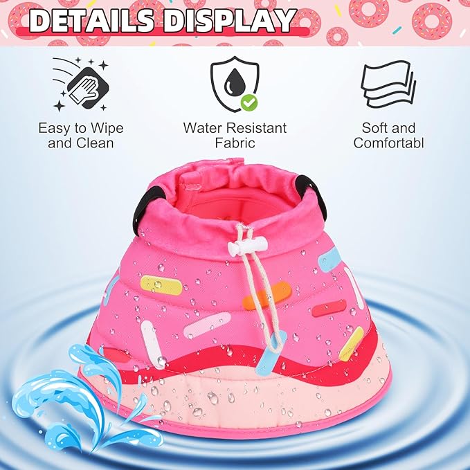 KOOLTAIL Cat Cone Collar Soft, Cat Recovery Collar After Surgery, Adjustable Comfortable Lightweight Cat Neck Cone to Stop Licking, Foldable Donut Water Resistant Pet Cone for Small Large Kitten PinkM