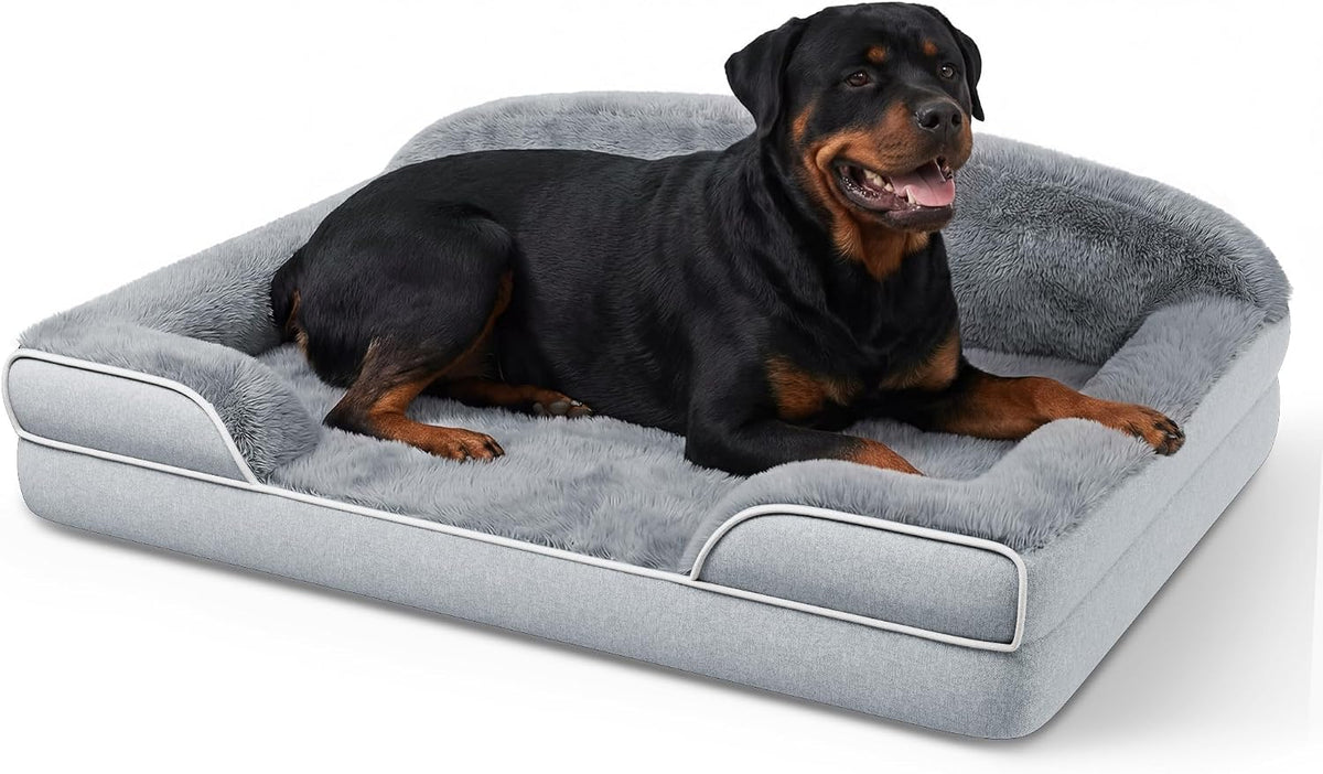 Orthopedic Dog Bed for Extra Large Dogs - Light Grey / 48.0"L x 35.0"W x 8.0"Th