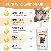 Salmon Oil for Dogs, Fish Oil for Cats, 32oz Salmon Oil for Dogs Skin and Coat Fish Oil Supplements with Vitamin D, EPA + DHA for Itchy Relief, Immune Support for Joints & Heart, Dry Skin & Allergies