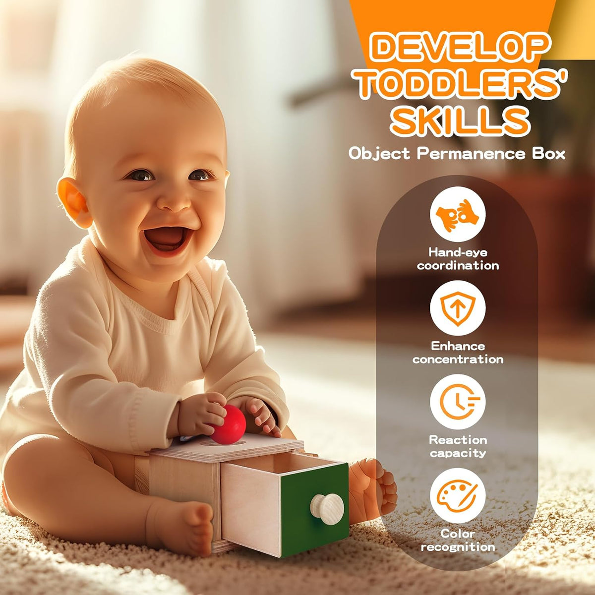 Starrykids 6-in-1 Montessori toys for babies 0-6 months with spinning drum and tummy time mirror - view 5