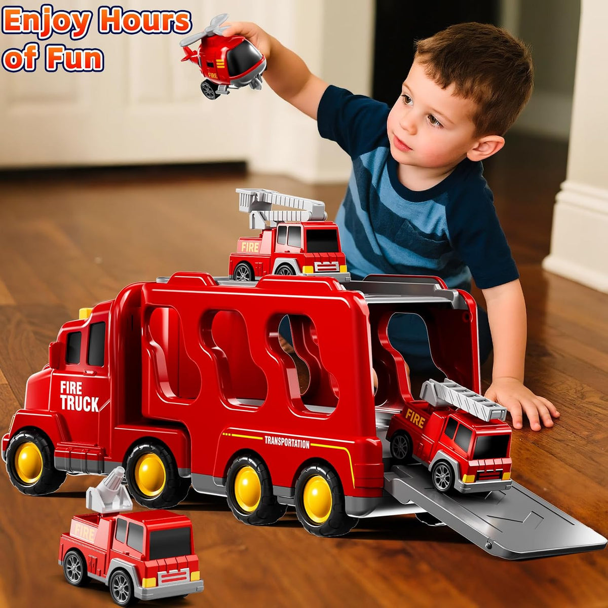 Fire Truck Toys for Kid 3-5 - Red / 5in1 - image 4