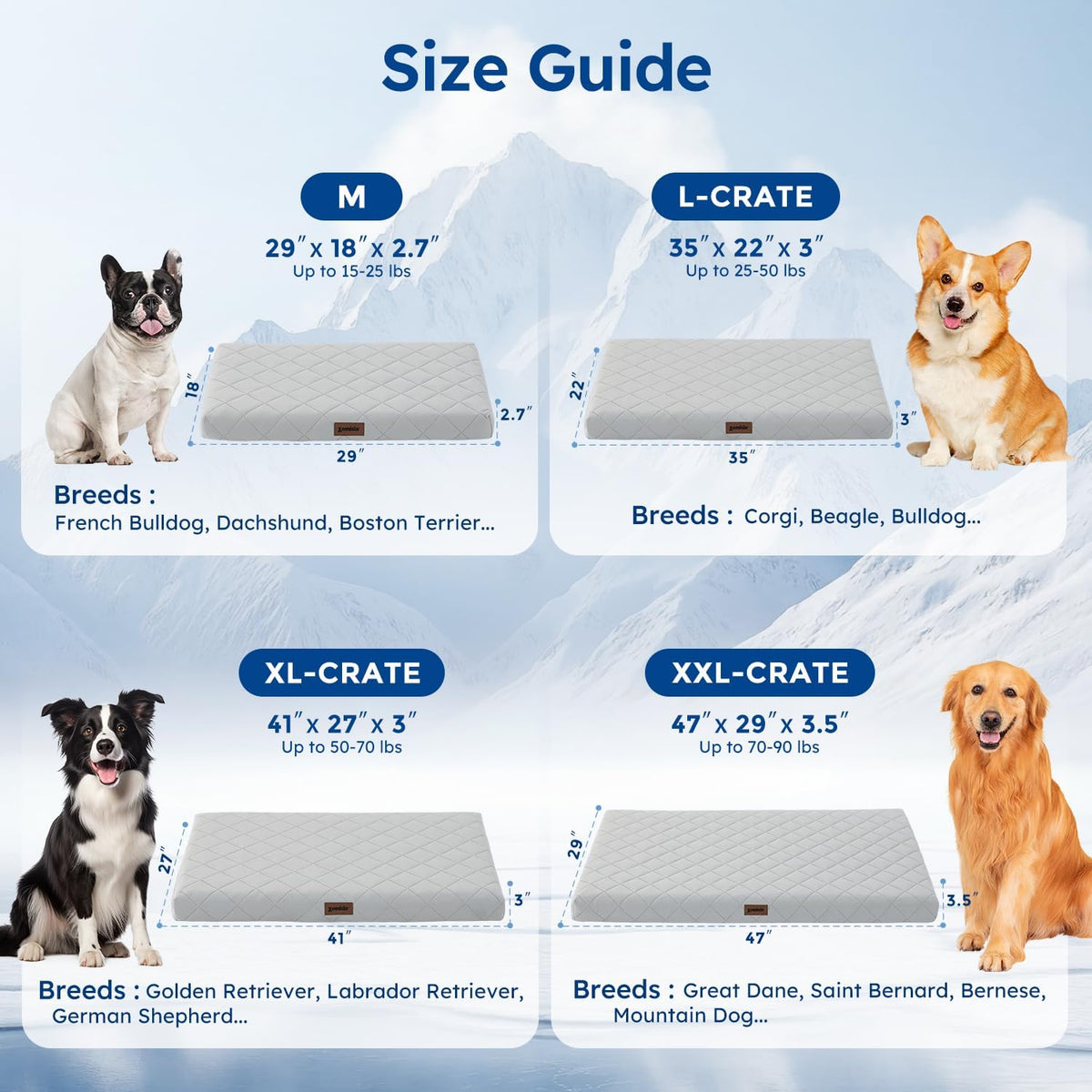 ZOMISIA Cooling Dog Bed for Crate - Grey / 41x27"(XL-Crate) - image 2