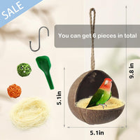 Parakeet Nesting Box Transparent Bird House Bird Nest Box for Cage - G-shaped coconut shell / [M:9.8 x 5.1 x 5.1 lnches] - image 4