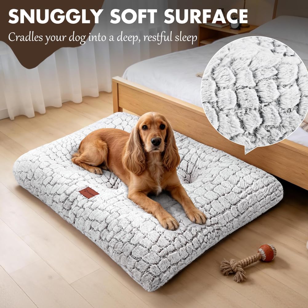 Dog Bed Crate Pad for Small Dogs 24"x18" Coffee – Essentials for Dogs - X-Large 42"x28" / White - image 2