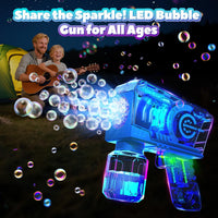 EagleStone 2 Packs Automatic Bubble Machine Guns with 4 Bottles - Blue，purple - image 3
