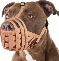 Pitbull Dog Muzzle for Large Medium Dogs Prevent Biting Scavenging – Essentials for Dogs - Apricot / L [Snout Cir: 11.5"-13"]
