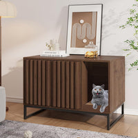Litter Box Enclosure, Modern Cat Litter Box Enclosure Furniture Hidden Litter Box with Scratch Pad - Brown / 31.5"L x 20"W x 22"H