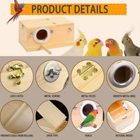Parakeet Nesting Box, Wood Bird Nest House for Cage - L-11.4 x 5.9 x 5.9in - image 3