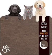 Dog Food Mat, 36" x 24" Extra Large Absorbent Dog Mat for Food and Water, Non Skid Cat Bowl Mat - Dark brown / 39.4"L x 31.5"W