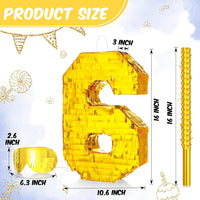 Sratte gold foil number piñata set with gold blindfold, piñata stick and bag of confetti - view 15