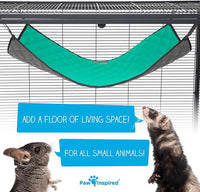Paw Inspired Hanging Fleece Hammock for Ferrets, Rats, Chinchillas, Sugar Gliders, Cats, Small Pets | Hideout Toy for Guinea Pigs, Hamsters | Swivel Clips for Small Animal Cages (Gray/Green)