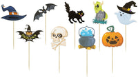 Gyufise 24Pcs Halloween Bat Cupcake Toppers Black Glitter Bat - Off-white - image 3