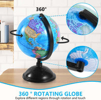 KISEER 8 Inch World Globe with Stand Rotating Earth Spinning Globe - Blue - image 3