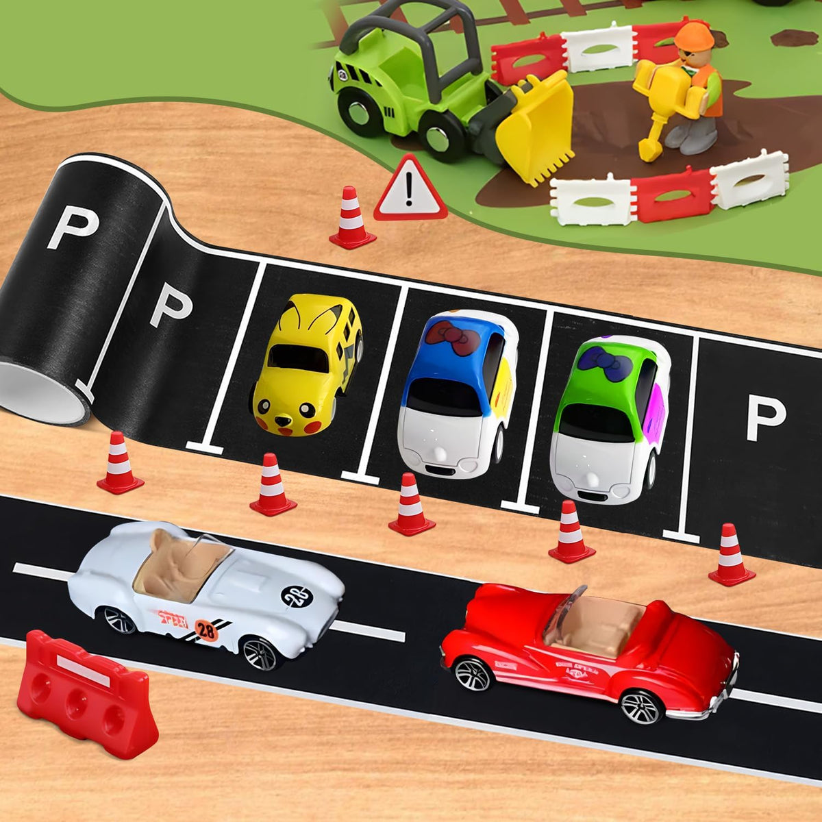 Quadafy road tape for kids, 3 rolls of 2 inch race track and roadway tape - view 8