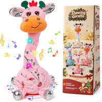 Dancing Talking Giraffe Toy, Singing Giraffe Baby Toys for Kids – Fun for Kids & Family - Pink Silver Stripe Giraffe