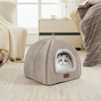 Cat Bed for Indoor Cats - Cat Cave Beds Cat House Cat Tent with Removable Washable Cushioned - Beige-1 / L(17.5 x 17.5 x 17.5 Inch) - image 3