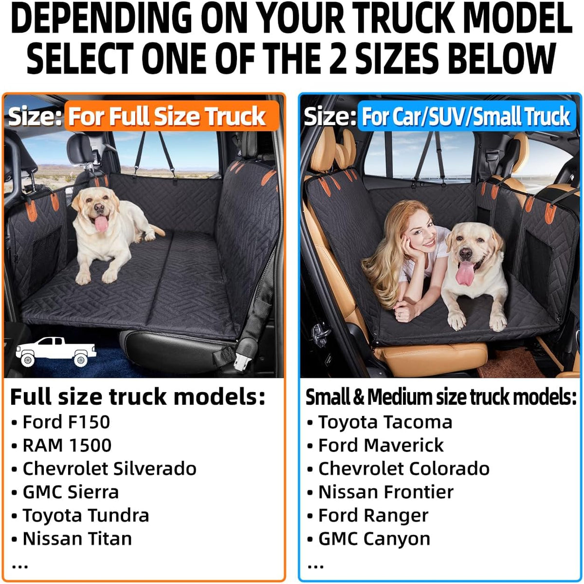 Hard Bottom Dog Car Seat Cover for Back Seat - Black / For Full Size Truck - image 2