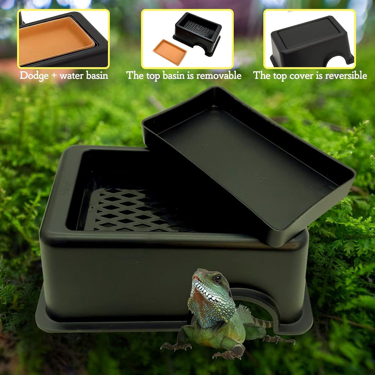 Reptile Hide Box, Humid Hideout Cave for Reptiles Snake Hide Lizards Hideaway Hut Leopard Gecko - 2 PCS - image 2
