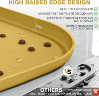 SMILOOL Waterproof Silicone Pet Food Mat with Raised Edge for Dog - Honey / 24"L x 16"W - image 3