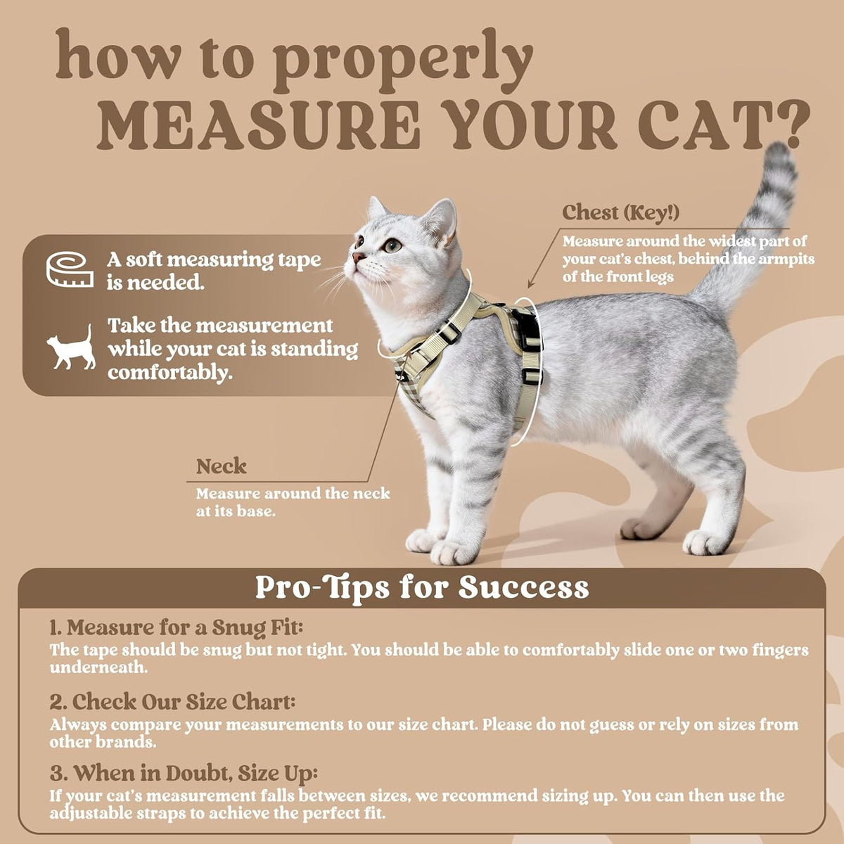 rabbitgoo Cat Harness and Leash Set, Escape Proof Vest - S / Foamy Coffee - image 2