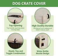 Dog Crate Cover Heavy Duty Oxford Fabric for 36-Inch Wire Crates – Essentials for Dogs - Beige / 30"(L)x 19" (W)x 21"(H) - image 2