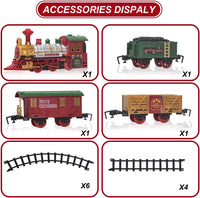 PUSITI classic Christmas train set with engine, coach, cargo car, coal car and track - view 2