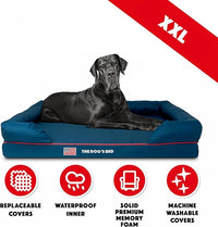 The Dog’s Bed, XXL Blue Oxford with Red Trim USA Flag Dog Bed 51.5x39, Memory Foam, Pain Relief: Arthritis, Post Surgery, Lameness, Supportive, Calming, Waterproof Washable Cover, Veterinary Approved