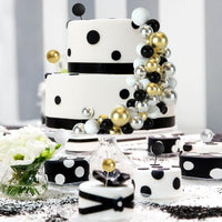 48 Pcs Balls Cake Topper Decorations Balloon Cupcake Toppers Foam - A01-black, Silver, White, Gold - image 3