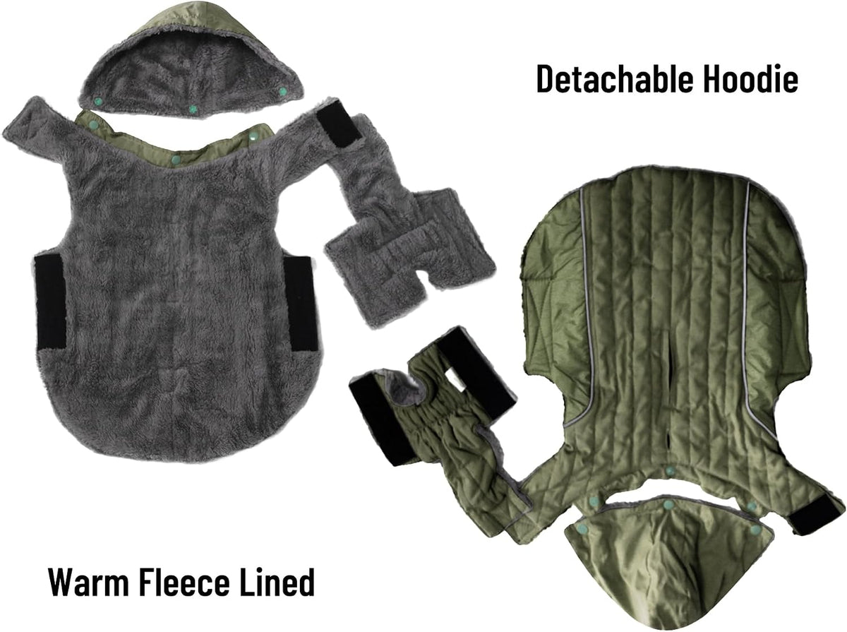 Warm Fleece Dog Hoodie for Small Dogs, Winter Puppy Coats - Green / Large - image 4