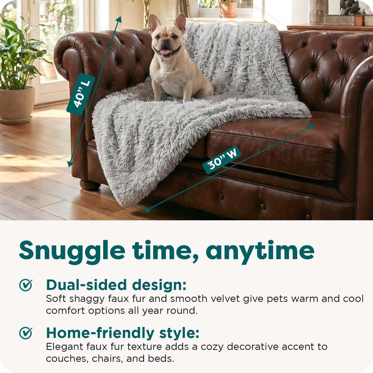 Furhaven Waterproof Throw Blanket for Dogs & Indoor Cats - Mist Gray / Medium - image 3