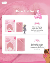 Ultra Absorbent Pet Towel, Quick-Drying - Pink / Large (Pack of 2) - image 4