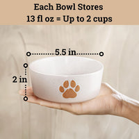 Ceramic Dog Bowl Set of 2 with Anti-Skid Base, 5.5"W x 2"H - Small 5.5" / Brown - image 2