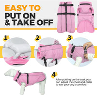 Dog Coat for Large Dogs Waterproof Dog Jacket with Harness Built in – Essentials for Dogs - XXX-Large / Pink - image 2