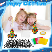 QOUBAI 32 Sets Halloween Bats Suncatchers Craft Kit DIY Window - Rocket - image 4